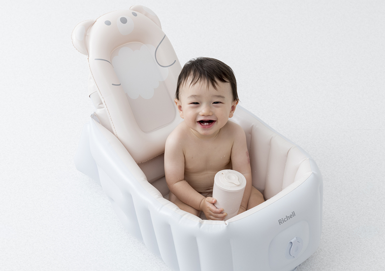 休日 ふかふか ベビーバスW ベビー用品 新生児〜3ヶ月頃まで 空気漏れ対策版 ビニールタイプ