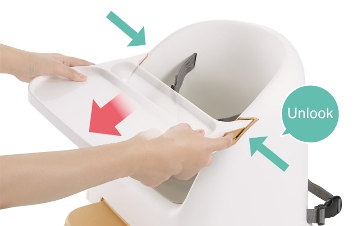 ロックを外してテーブルを外す様子