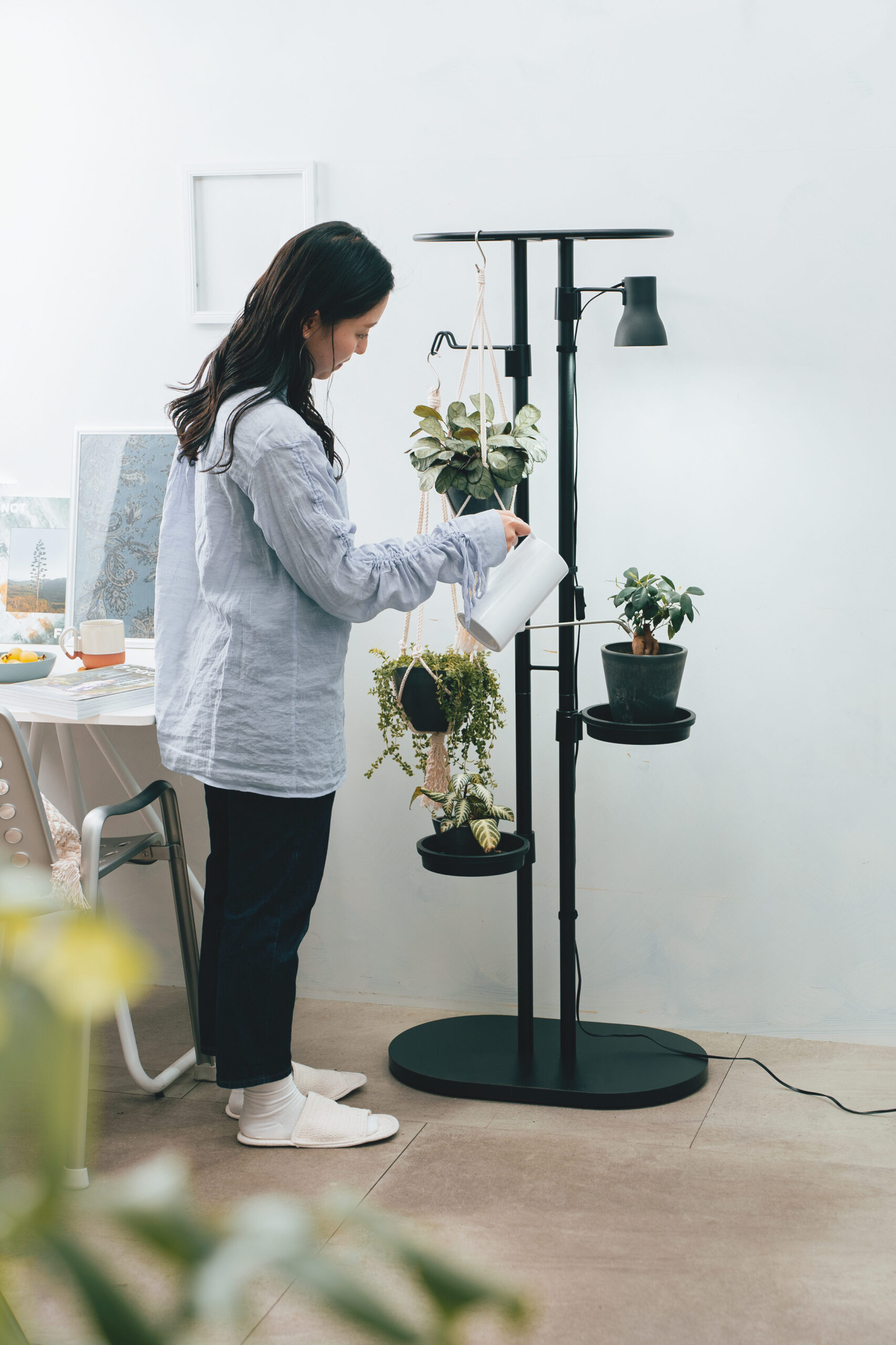 リッチェル ボタニー ハンギングスタンド〔スタンドのみ〕 ホワイト〔代引不可〕 吊鉢を美しく飾る「ボタニーハンギングポール・スタンド